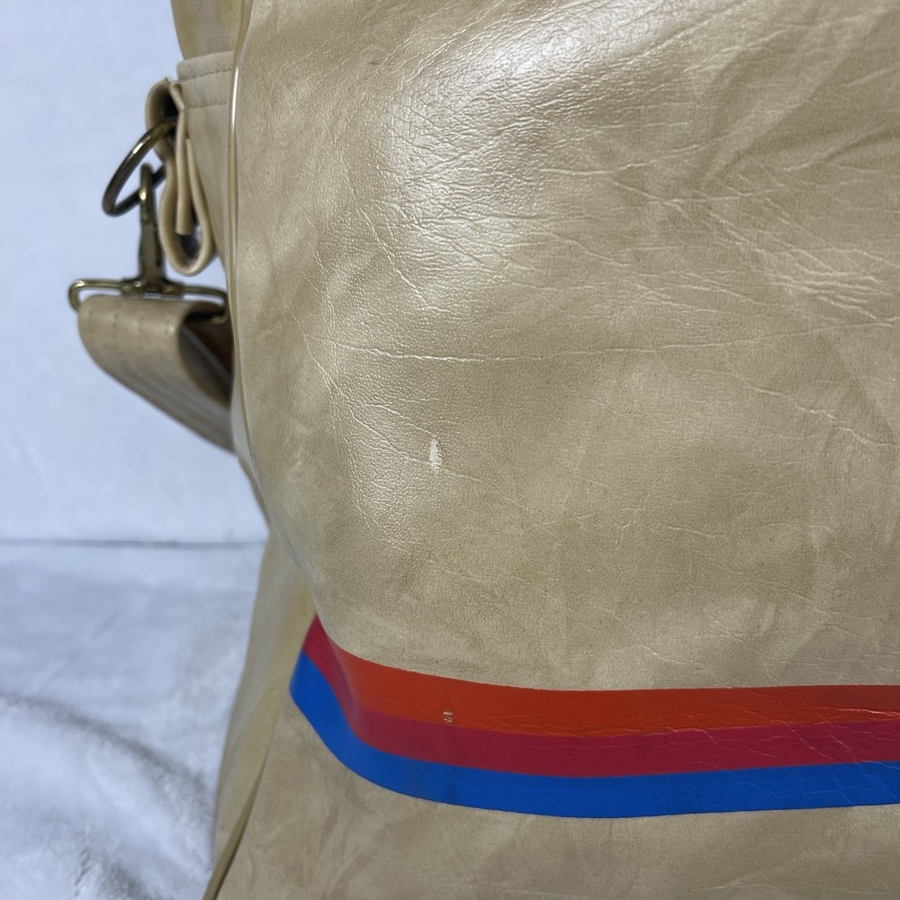 Vintage 70s United Airlines Faux Leather Carry On Bag Tan Tulip Logo Exclusive - Picture 10 of 11
